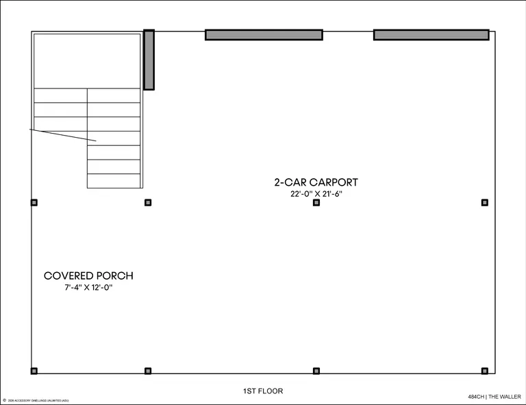 The Waller floorplan, garage level